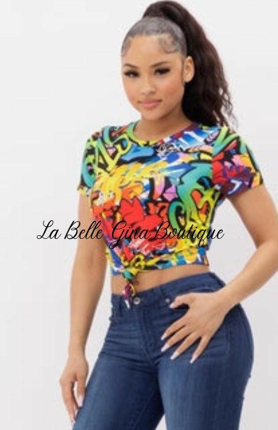 Edd cute flower crop top - La Belle Gina Boutique