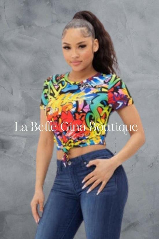 Edd cute flower crop top - La Belle Gina Boutique