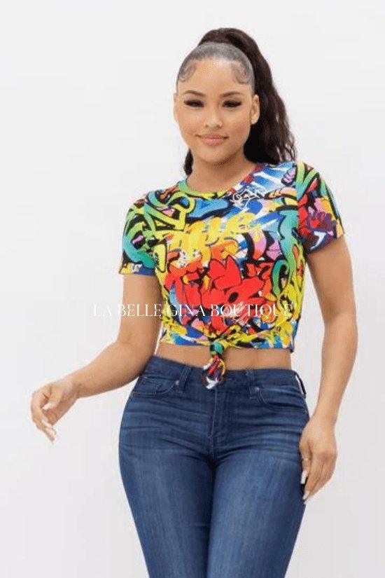 Edd cute flower crop top - La Belle Gina Boutique