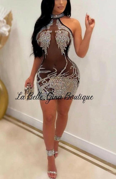 Eddie sexy mesh see through night club dress-black - La Belle Gina Boutique