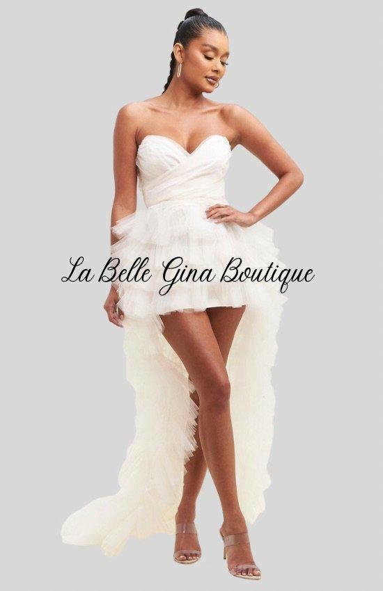 Elegant Blush Tulle Layers Mesh Dress - La Belle Gina Boutique