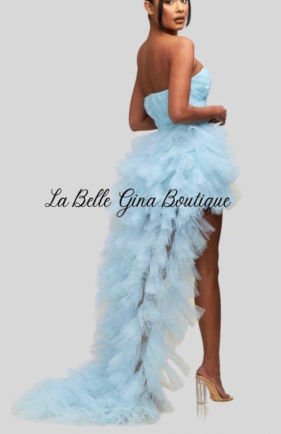 Elegant Blush Tulle Layers Mesh Dress - La Belle Gina Boutique