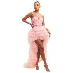 Elegant Blush Tulle Layers Mesh Dress - La Belle Gina Boutique