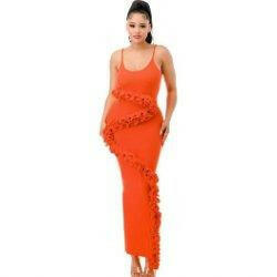 Elegant Orange Euphoria Maxi Dress - La Belle Gina Boutique