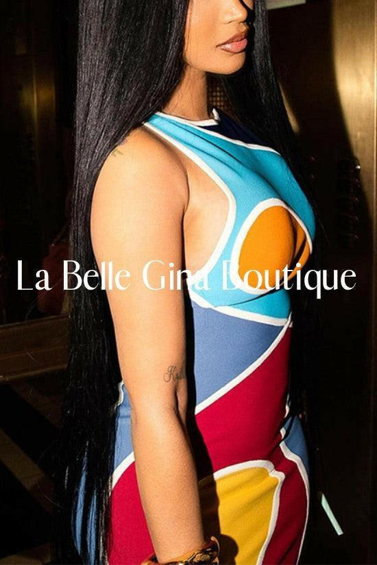 Eliane sexy Slim print mini dress-multicolor - La Belle Gina Boutique
