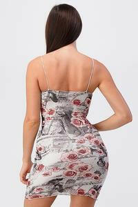 Eliane sleeveless floral print mesh mini Dress-Floral Rose - La Belle Gina Boutique