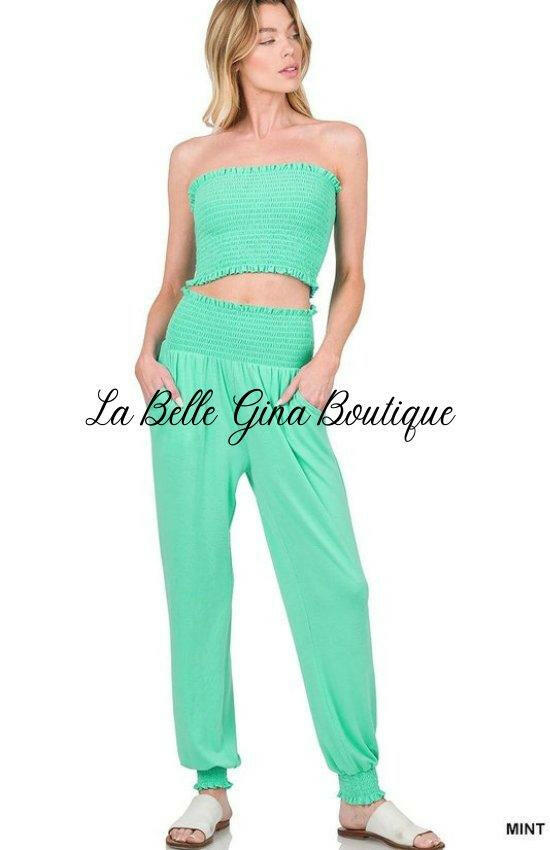 Élina Tube Yop And Jogger Pants Set - La Belle Gina Boutique