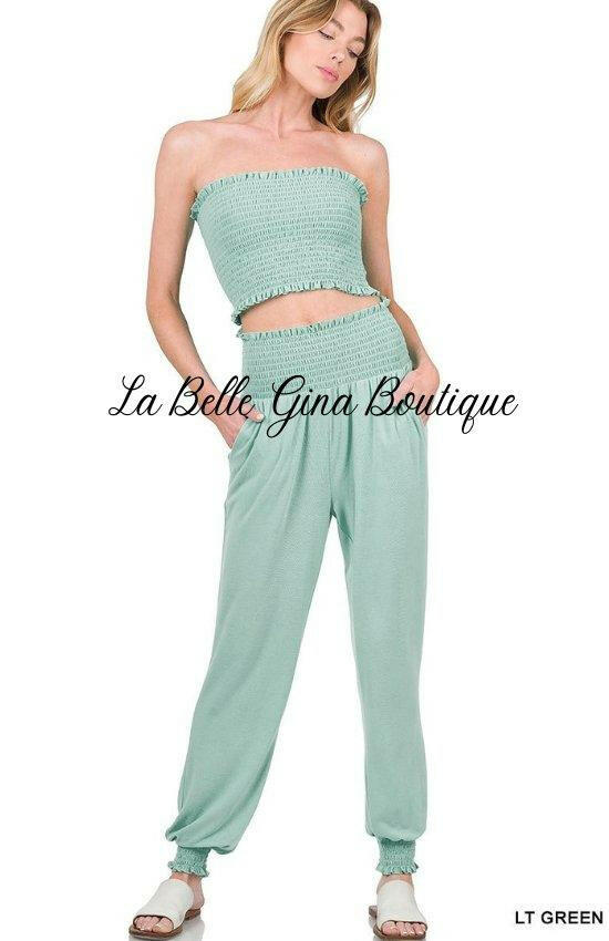 Élina Tube Yop And Jogger Pants Set - La Belle Gina Boutique