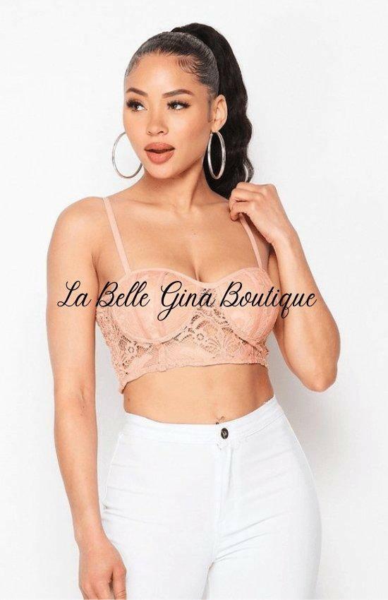 Ena lace bralette top with adjustable straps - La Belle Gina Boutique