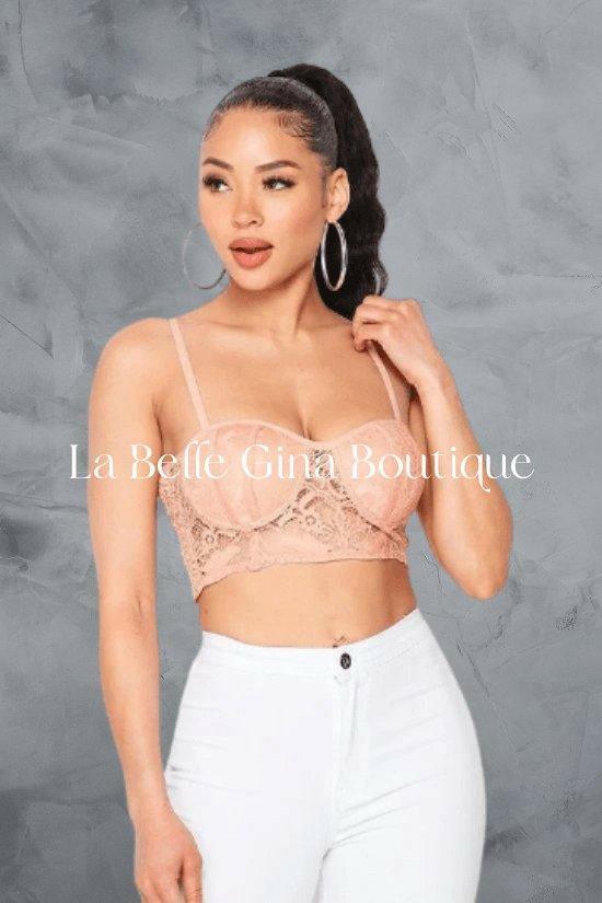 Ena lace bralette top with adjustable straps - La Belle Gina Boutique