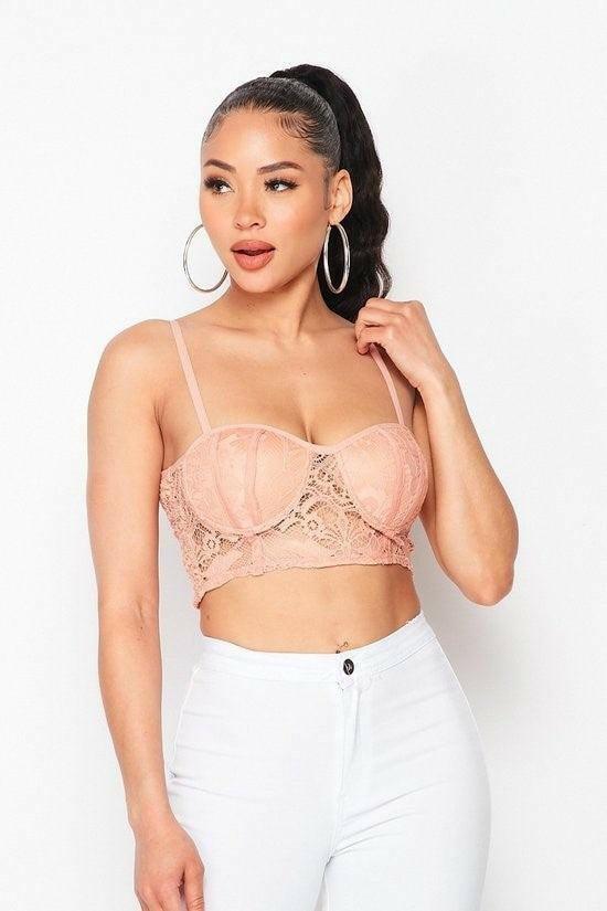 Ena lace bralette top with adjustable straps - La Belle Gina Boutique