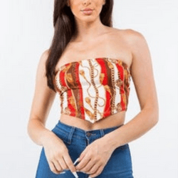 ENA off shoulder versace print crop top - La Belle Gina Boutique