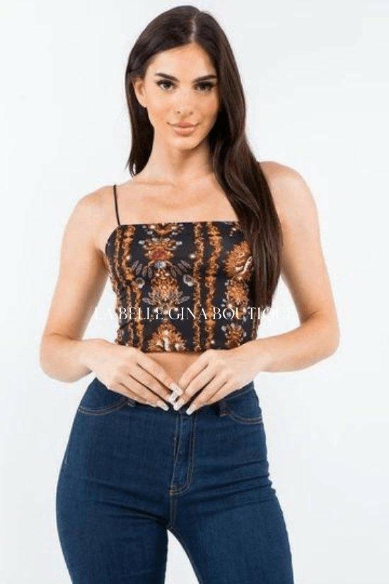 Ena sleeveless baroque Venus print crop top - La Belle Gina Boutique