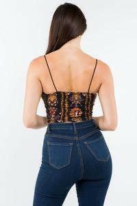 Ena sleeveless baroque Venus print crop top - La Belle Gina Boutique