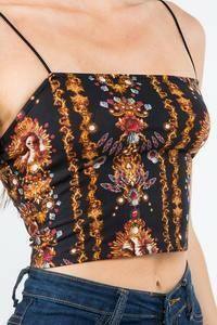 Ena sleeveless baroque Venus print crop top - La Belle Gina Boutique