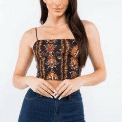 Ena sleeveless baroque Venus print crop top - La Belle Gina Boutique