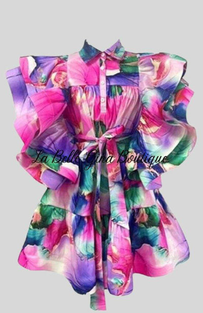 Flirty Flounce Ruffle Mini Dress - La Belle Gina Boutique