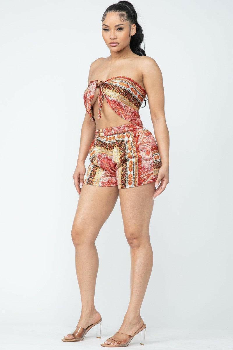 Flore sleeveless printed shorts set - La Belle Gina Boutique