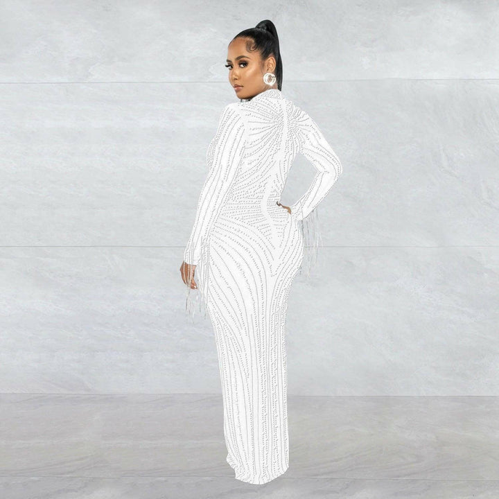 Julia Perspective Ironing Long-sleeves Skirt Lining Two-piece set-Maxi Dress-White - La Belle Gina Boutique