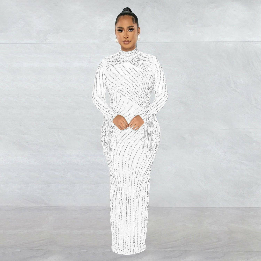 Julia Perspective Ironing Long-sleeves Skirt Lining Two-piece set-Maxi Dress-White - La Belle Gina Boutique