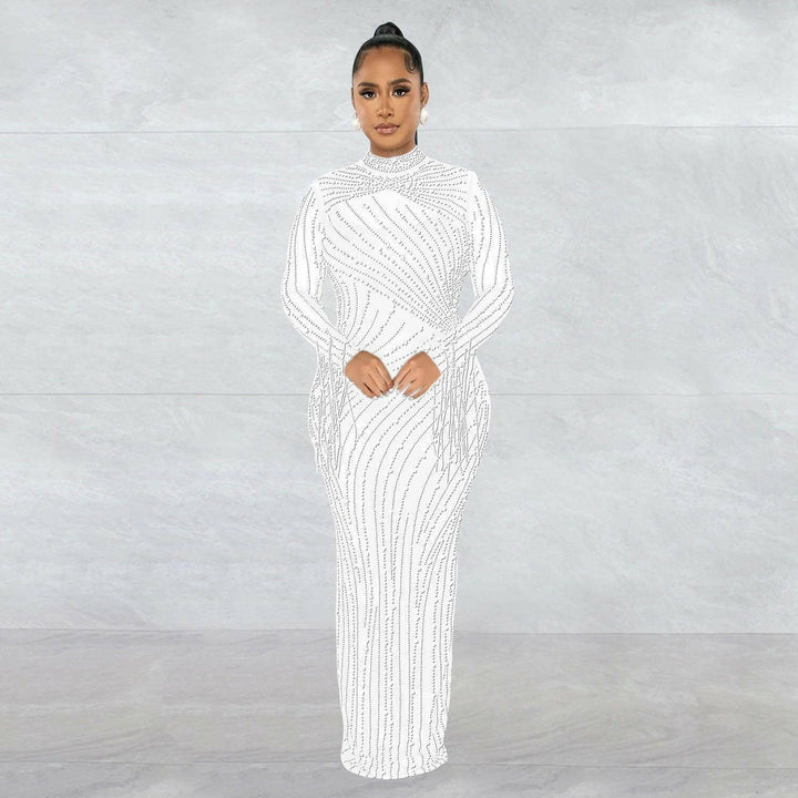 Julia Perspective Ironing Long-sleeves Skirt Lining Two-piece set-Maxi Dress-White - La Belle Gina Boutique