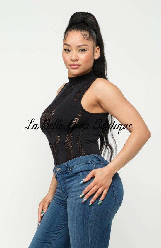 Julie All Over Fishnet Bodysuit-Black - La Belle Gina Boutique