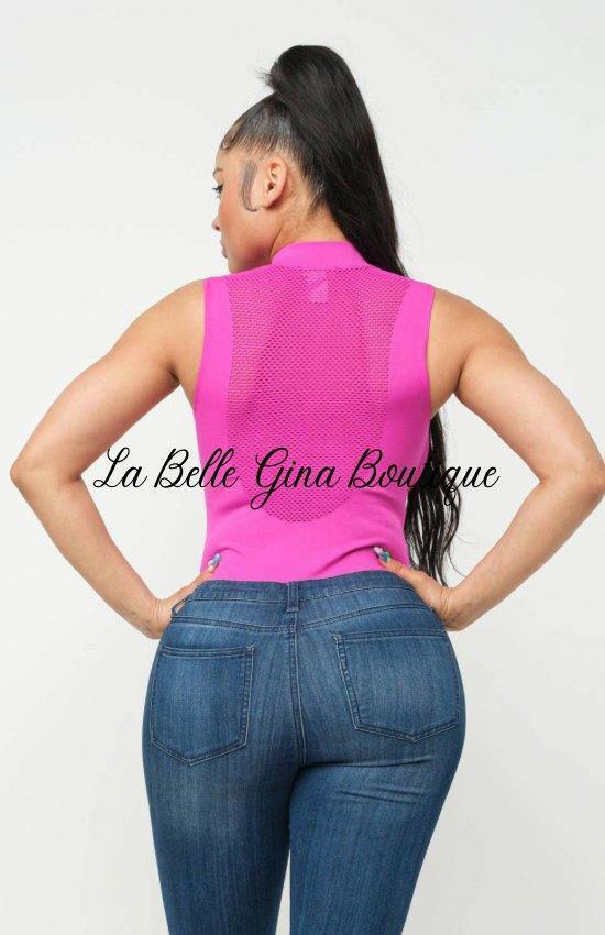 Julie All Over Fishnet Bodysuit-Fuchsia - La Belle Gina Boutique