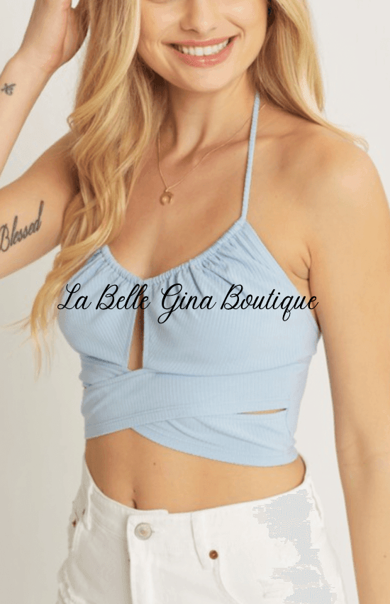 June Knit solid halter top - La Belle Gina Boutique