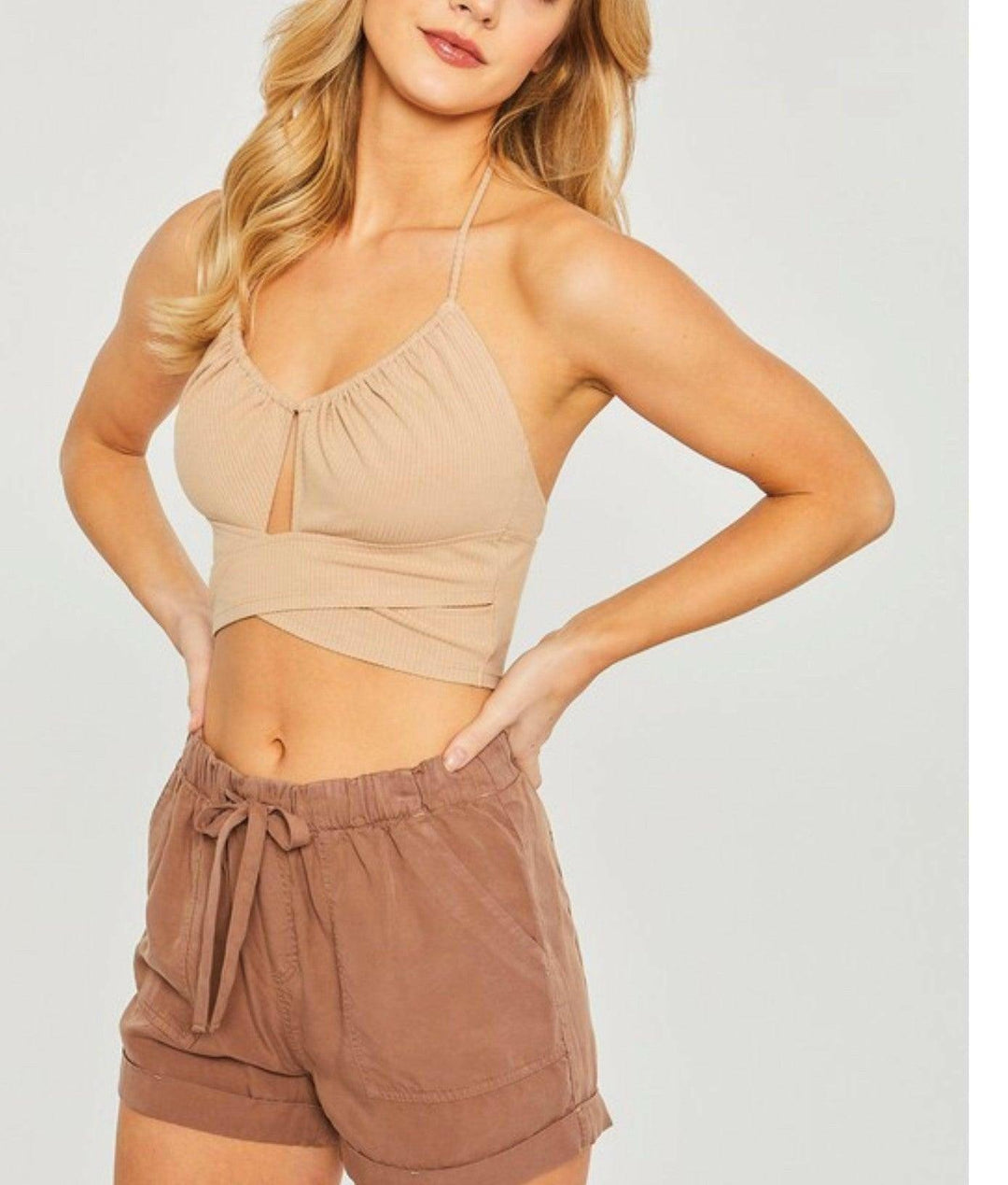 June Knit solid halter top - La Belle Gina Boutique