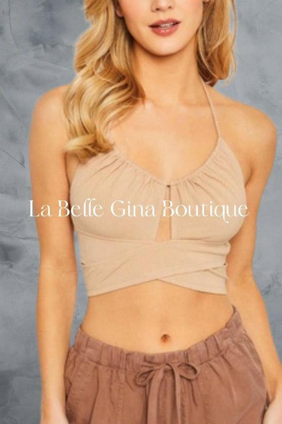 June Knit solid halter top - La Belle Gina Boutique