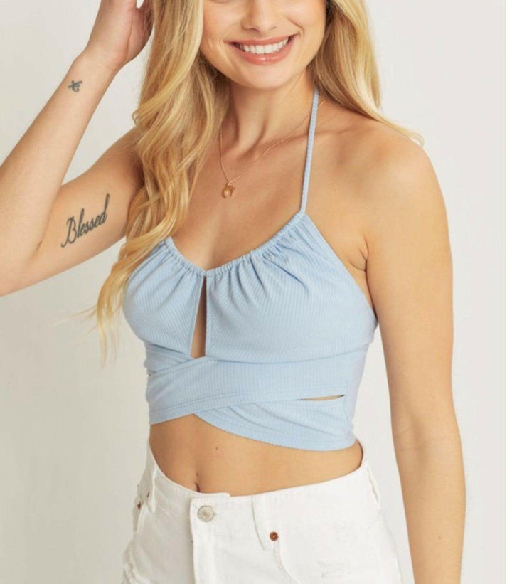 June Knit solid halter top - La Belle Gina Boutique