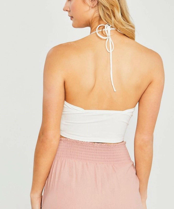 June Knit solid halter top - La Belle Gina Boutique