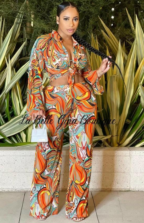 JUNE sexy mesh perspective print long sleeves three piece set - La Belle Gina Boutique