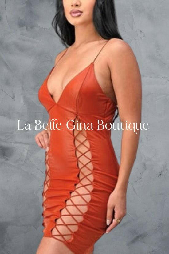 JUNE sleeveless mini dress with a deep V neckline - La Belle Gina Boutique