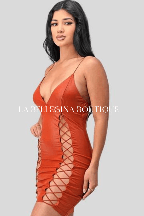 JUNE sleeveless mini dress with a deep V neckline - La Belle Gina Boutique