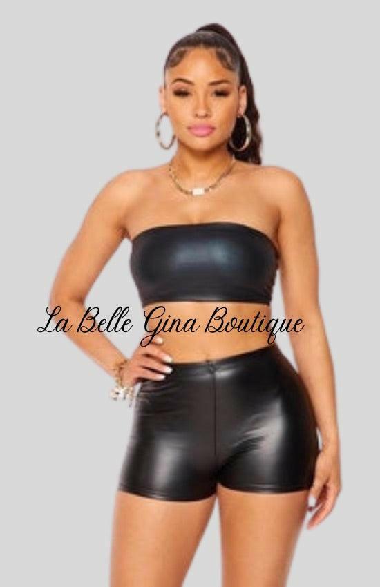 Kale Matt faux leather tube top - La Belle Gina Boutique