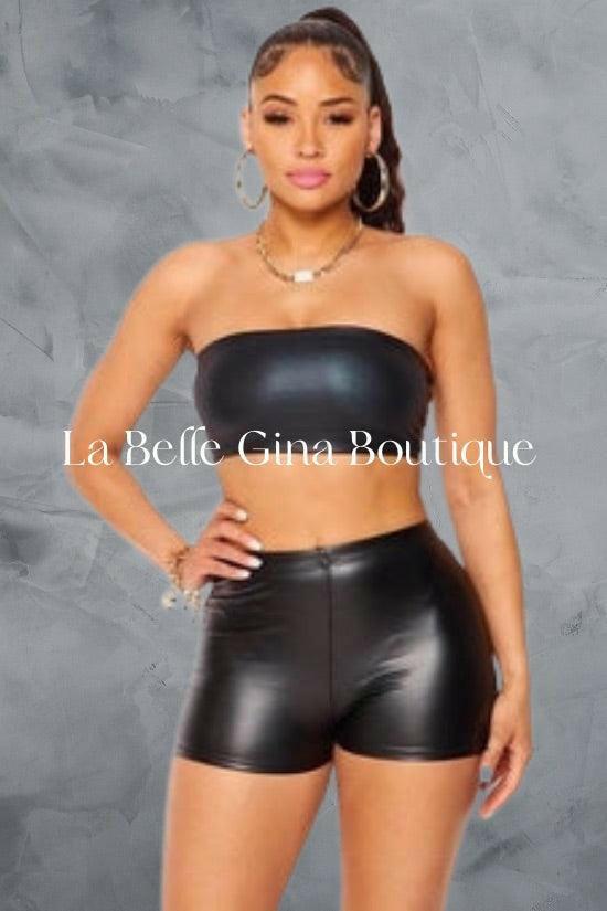 Kale Matt faux leather tube top - La Belle Gina Boutique