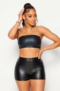 Kale Matt faux leather tube top - La Belle Gina Boutique