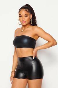 Kale Matt faux leather tube top - La Belle Gina Boutique