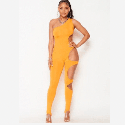 Kale one shoulder with left side exposure jumpsuit. - La Belle Gina Boutique