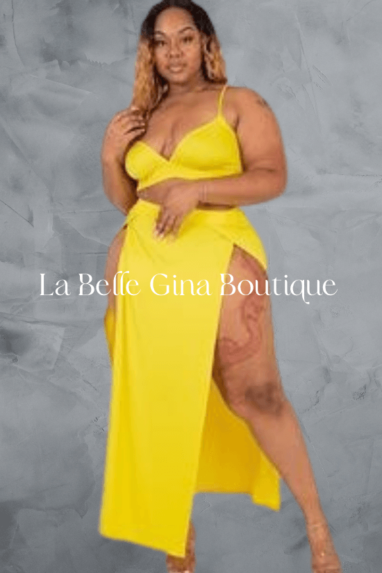 Kayla bra top and side slit skirt. Soft and light weight set. - La Belle Gina Boutique