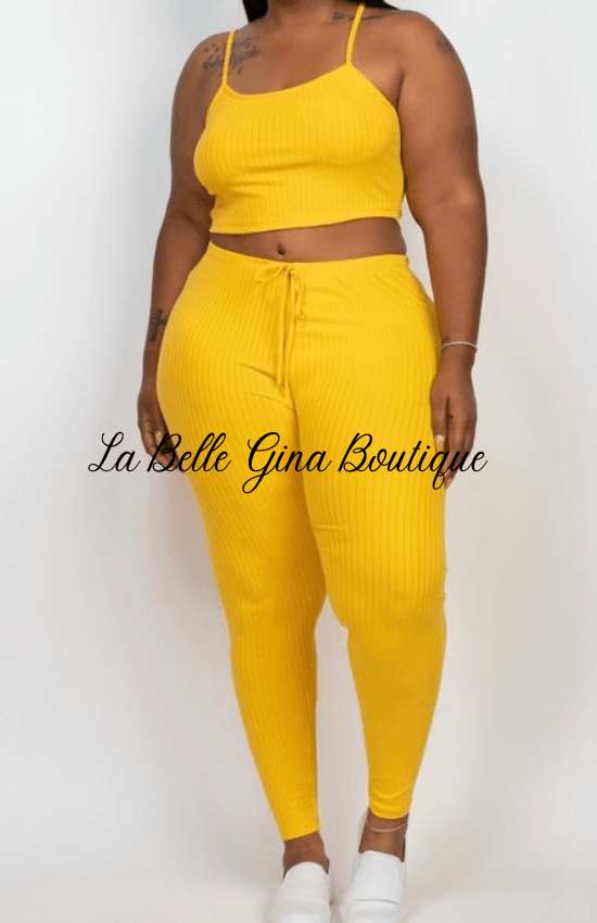 Kayla Cropped Cami &leggings set - La Belle Gina Boutique