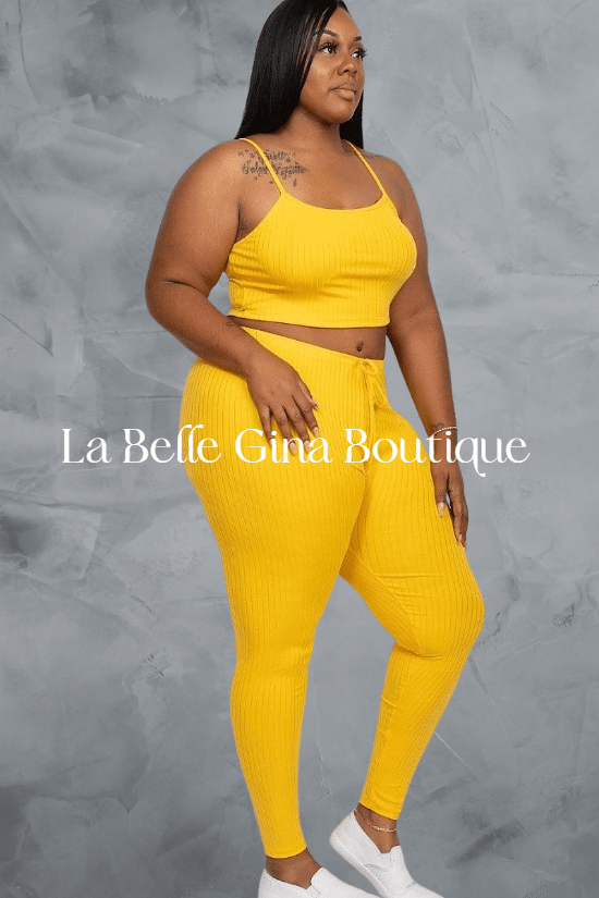 Kayla Cropped Cami &leggings set - La Belle Gina Boutique