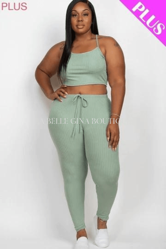 Kayla Cropped Cami &leggings set - La Belle Gina Boutique