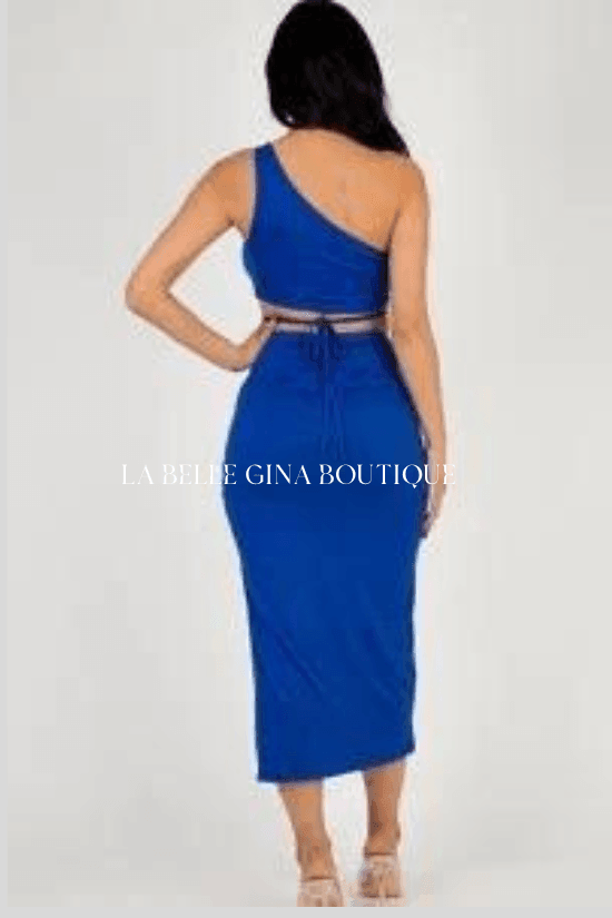 Kayla one shoulder crop top and skirt set - La Belle Gina Boutique