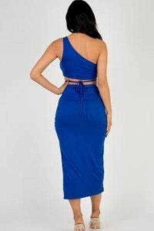 Kayla one shoulder crop top and skirt set - La Belle Gina Boutique