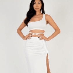 Kayla one shoulder crop top and skirt set - La Belle Gina Boutique