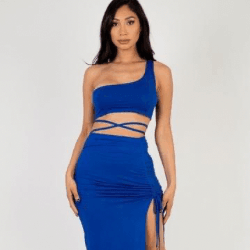 Kayla one shoulder crop top and skirt set - La Belle Gina Boutique