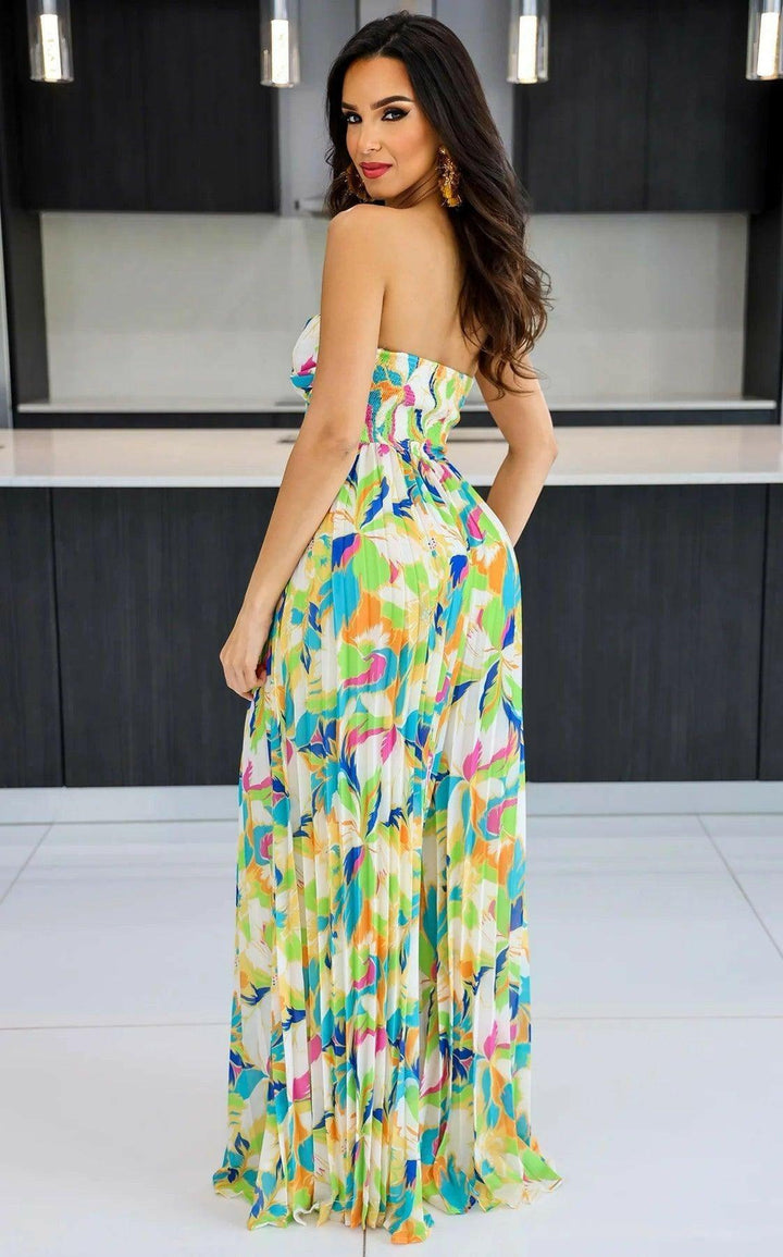 Léna Off Shoulder Print Pleated Jumpsuit - La Belle Gina Boutique