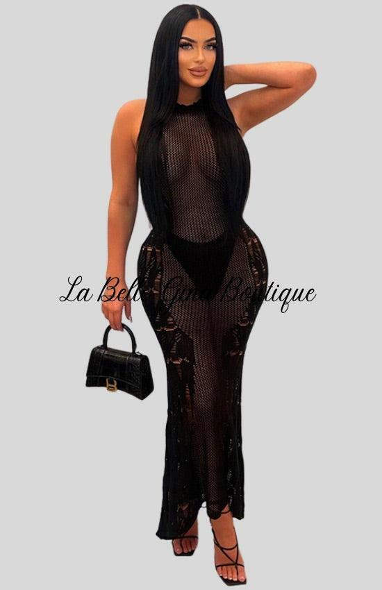 Léna Sleeveless long Dress-Black - La Belle Gina Boutique